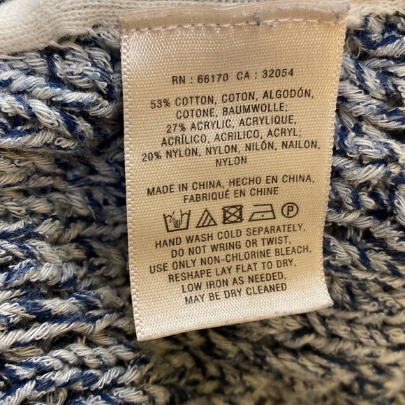 Moth Anthropologie open stitch blue marbled crew neck sweater with sid… - Picture 8 of 9